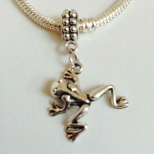 “FROG” Sterling Silver Plated Dangling Charm For European Style Charm Bracelets